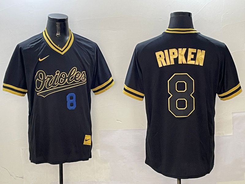 Men Baltimore Orioles 8 Ripken Black Gold Game 2025 Nike MLB Jersey style 4